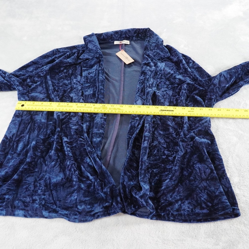 Natural Life Crushed Velvet Open Jacket Womens L/XL Navy Blue Boho Whimsigoth - Picture 4 of 12